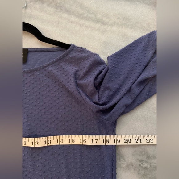 NWT W5 Size S Blue Periwinkle Swiss Dot 3/4 Sleeve Peplum Blouse Pullover - Picture 11 of 11